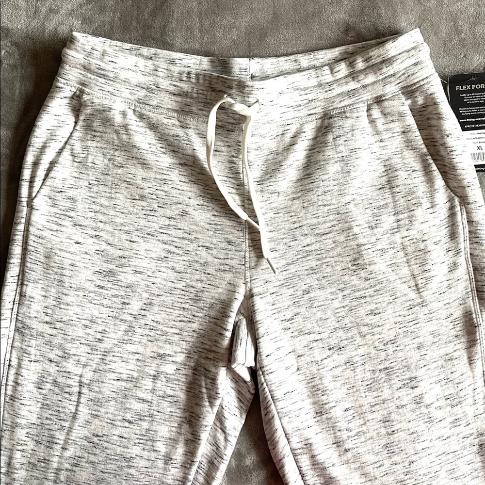 90 Degree by Reflex Women's Fleece Heather White Static Ankle Jogger Size US XL